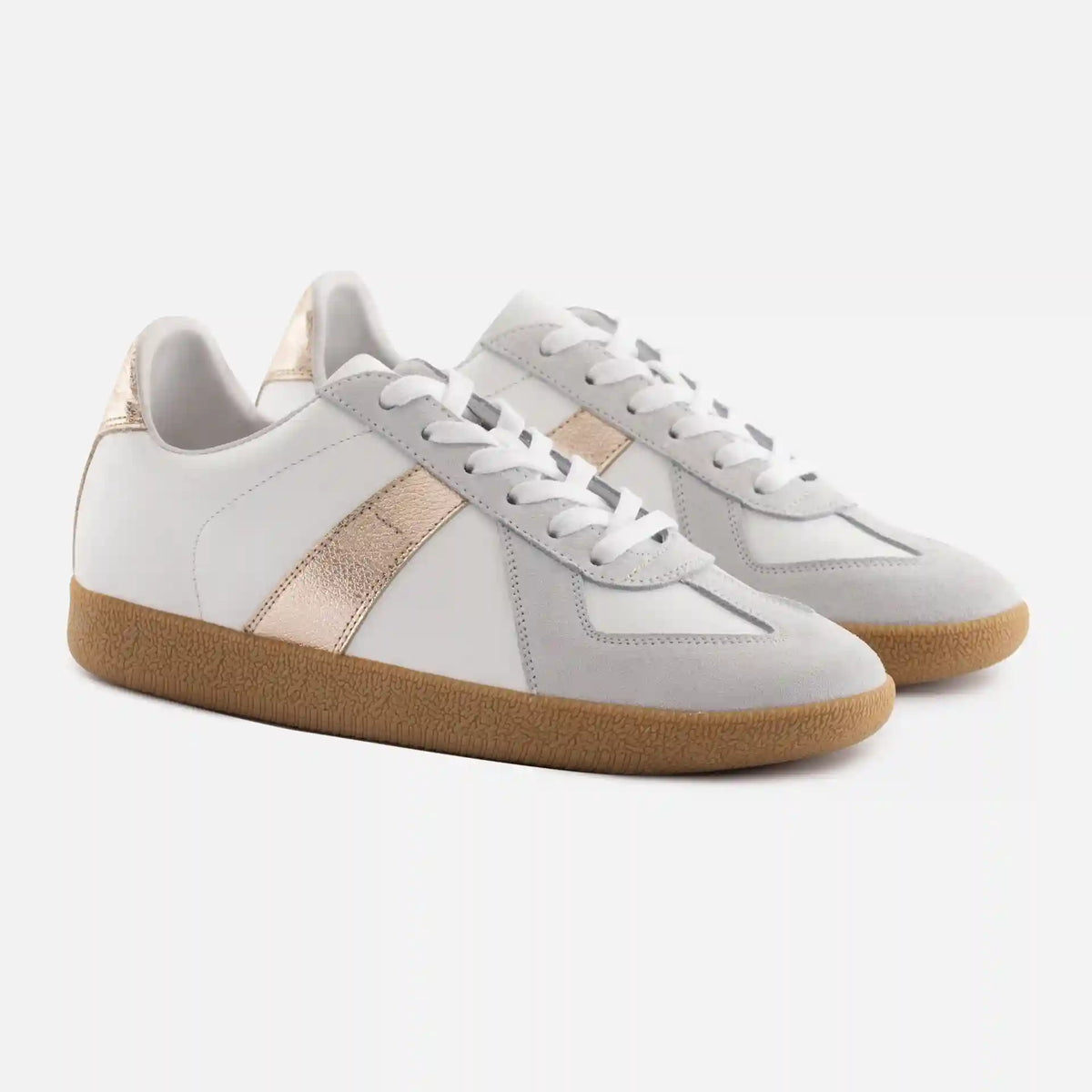 Morgen Trainers - Metallic Leather & Suede - Women's